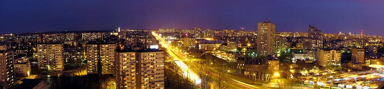 Panorama van de wijk Praga-Południe in Warschau